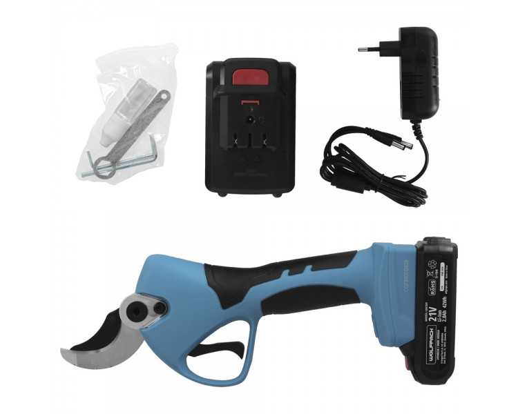 Tijeras Podar A Bateria 21 Volt. Con 2 Baterias 2 A/h Mango Engomado, Ø Corte 40 mm.Con Maletín