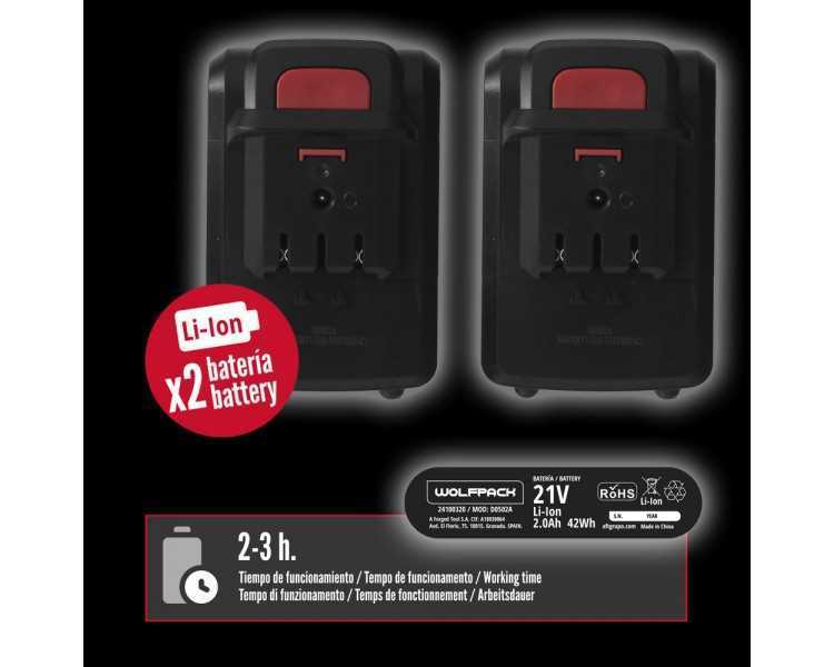 Tijeras Podar A Bateria 21 Volt. Con 2 Baterias 2 A/h Mango Engomado, Ø Corte 40 mm.Con Maletín