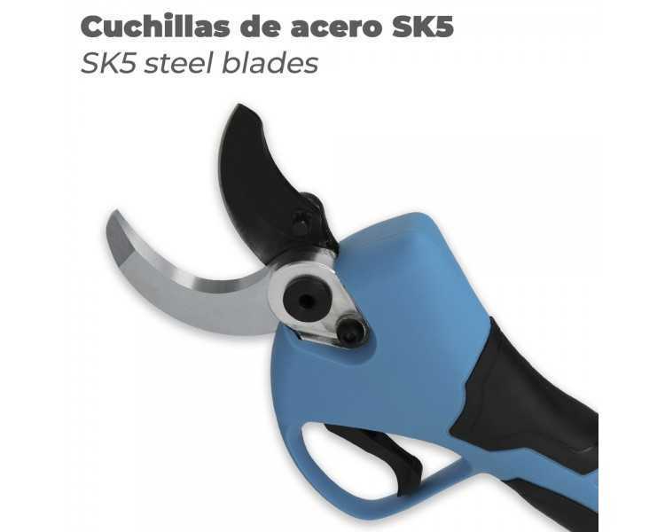 Tijeras Podar A Bateria 21 Volt. Con 2 Baterias 2 A/h Mango Engomado, Ø Corte 40 mm.Con Maletín