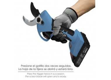 Tijeras Podar A Bateria 21 Volt. Con 2 Baterias 2 A/h Mango Engomado, Ø Corte 40 mm.Con Maletín