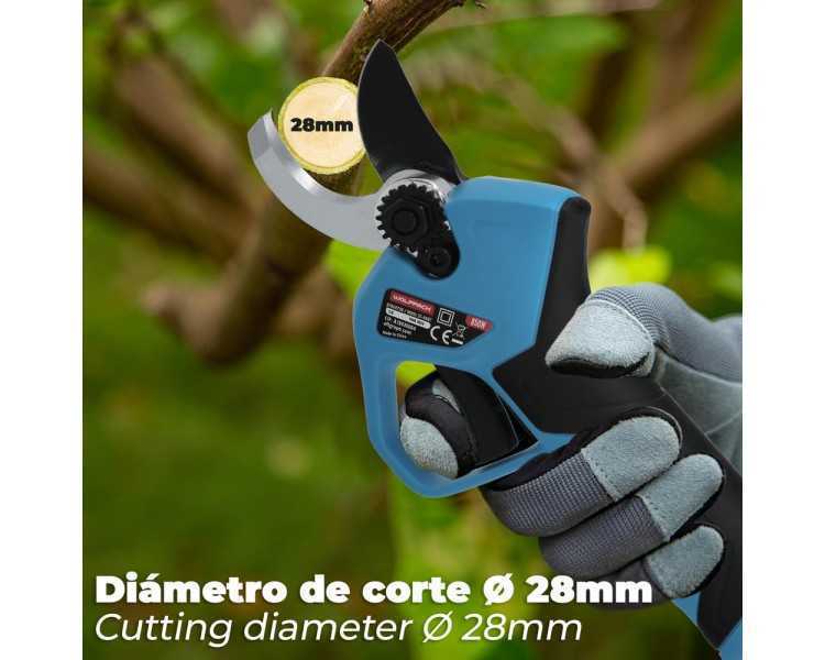 Tijeras Podar A Bateria 16,8 Volt. Con 2 Baterias 2 A/h. Mango Engomado, Ø Corte 40 mm. Con Maletín