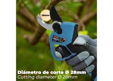Tijeras Podar A Bateria 16,8 Volt. Con 2 Baterias 2 A/h. Mango Engomado, Ø Corte 40 mm. Con Maletín