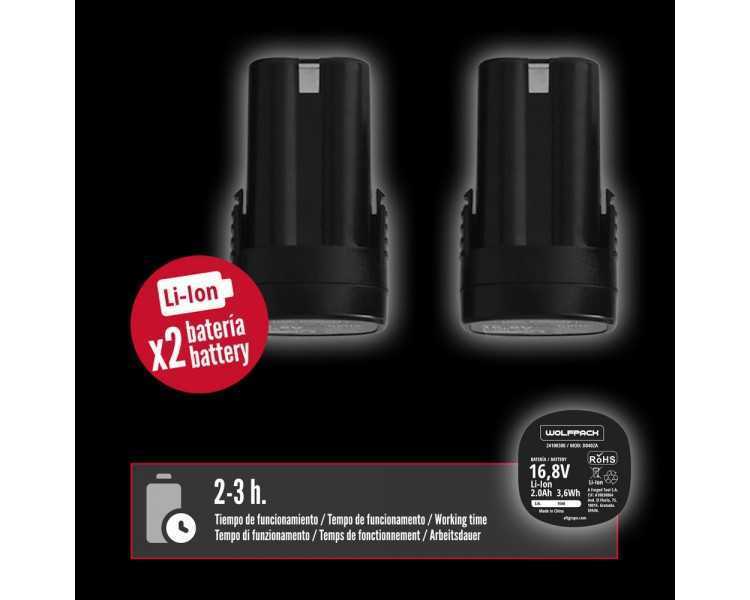 Tijeras Podar A Bateria 16,8 Volt. Con 2 Baterias 2 A/h. Mango Engomado, Ø Corte 40 mm. Con Maletín