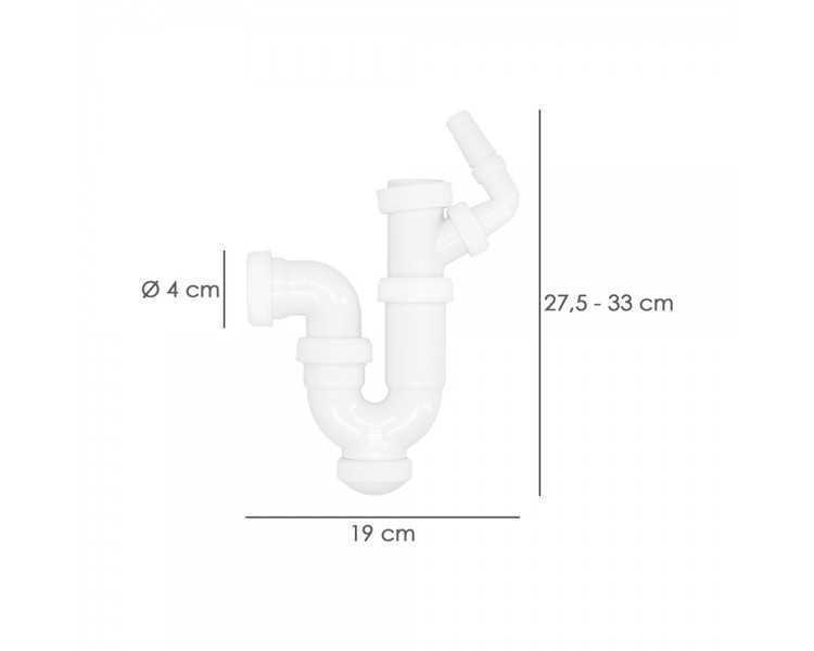 Sifon Curvo Extensible Con Toma Lavadora  1 1/2" Ø 40 Mm.