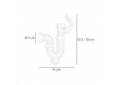 Sifon Curvo Extensible Con Toma Lavadora  1 1/2" Ø 40 Mm.