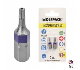 Puntas Destornillador Torx 10 Inviolable (2 Piezas). Acero S2 al Cromo Vanadio. Puntas Hexagonales, Destorpuntas,