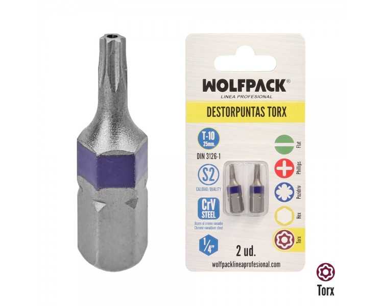 Puntas Destornillador Torx 10 Inviolable (2 Piezas). Acero S2 al Cromo Vanadio. Puntas Hexagonales, Destorpuntas,