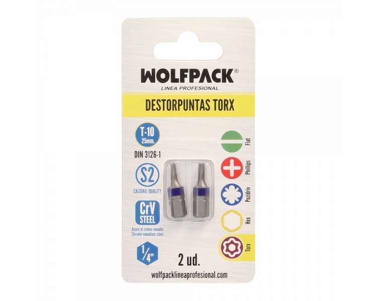 Puntas Destornillador Torx 10 Inviolable (2 Piezas). Acero S2 al Cromo Vanadio. Puntas Hexagonales, Destorpuntas,