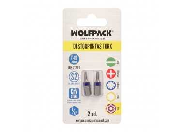 Puntas Destornillador Torx 10 Inviolable (2 Piezas). Acero S2 al Cromo Vanadio. Puntas Hexagonales, Destorpuntas,