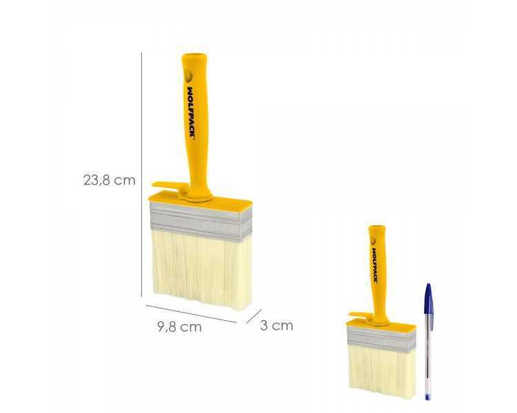 Brocha Profesional Techos 100x30 mm. Cerda Blanca. Mango Ergonomico, Con Gancho. Brocha Pintura, Brocha Pintor Profesional