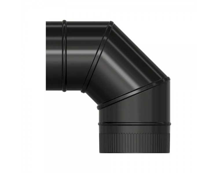 Codo Estufa Liso Vitrificado Negro Ø 175 mm. 90°