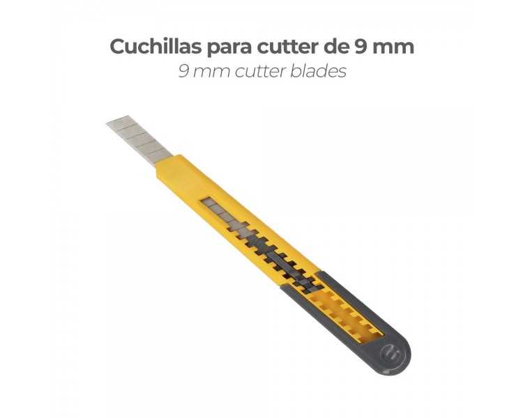 Hoja Cutter 9 mm. (Estuche 10 Piezas) Acero al Carbono.