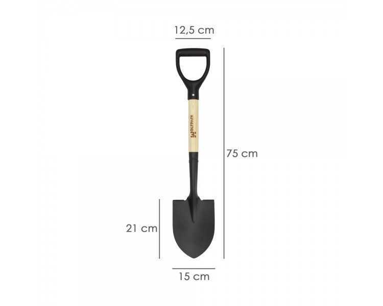 Pala Pequeña Mango Madera Punta Mango Anilla 75 cm. minipala, Pala Jardineria,transplantes, Camping, Montañismo, Acampada