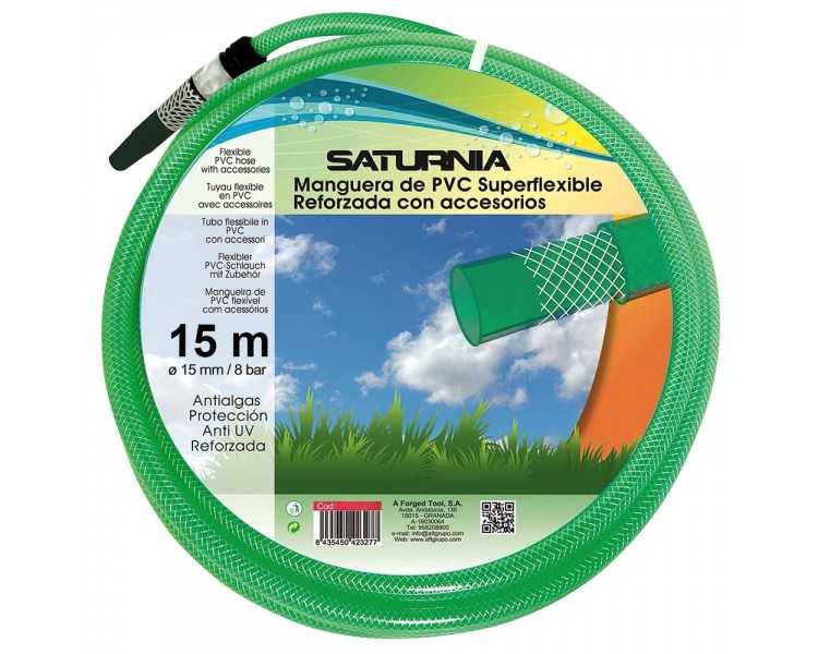 Manguera Latflex Reforzado 15 mm. -  5/8" Rollo 15 Metros Con Accesorios Manguera Jardin, Manguera Riego, Manguera Reforzada,