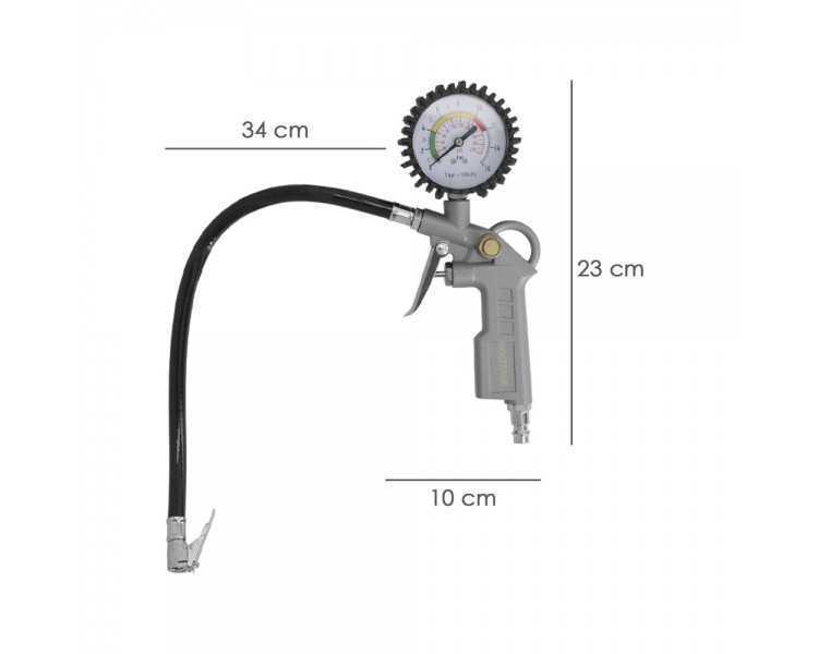 Pistola Para Inflado De Neumáticos Con Manometro, Inflador de Neumaticos, Pistola Aire Comprimido Neumaticos, Pistola Compresor