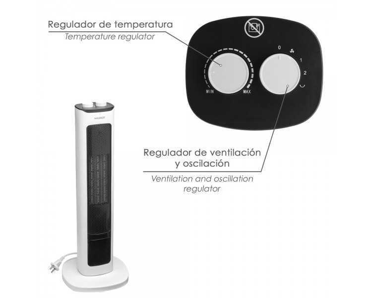 Calefactor Ceramico PTC Torre Efecto Llama 2000 Watt. Oscilante. Termoventilador Electrico