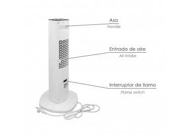 Calefactor Ceramico PTC Torre Efecto Llama 2000 Watt. Oscilante. Termoventilador Electrico