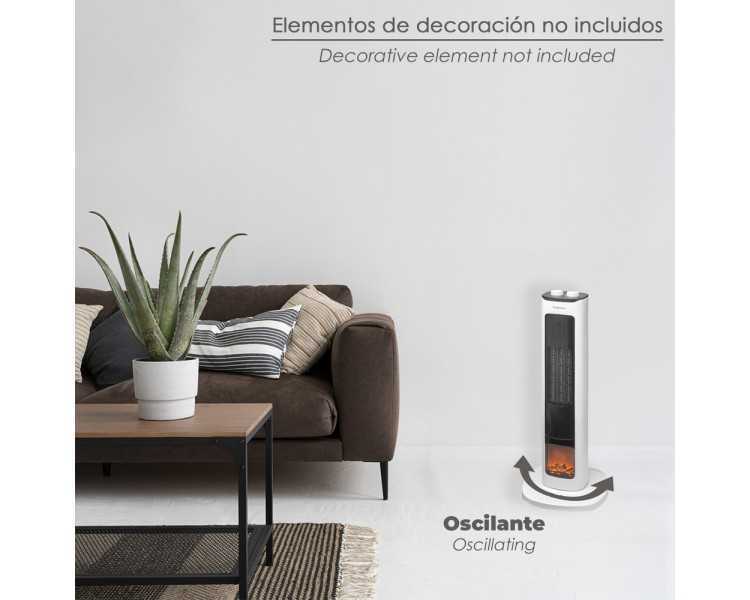 Calefactor Ceramico PTC Torre Efecto Llama 2000 Watt. Oscilante. Termoventilador Electrico