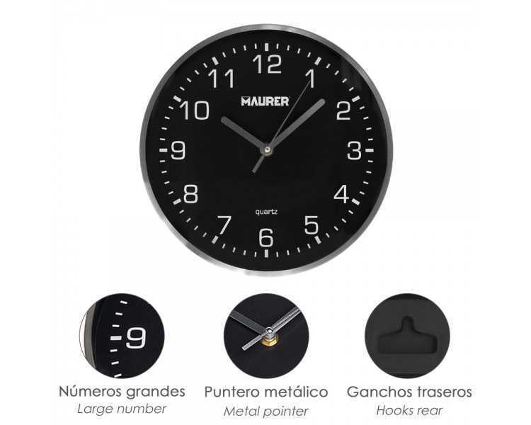 Reloj De Pared Ø 25 Cm Negro