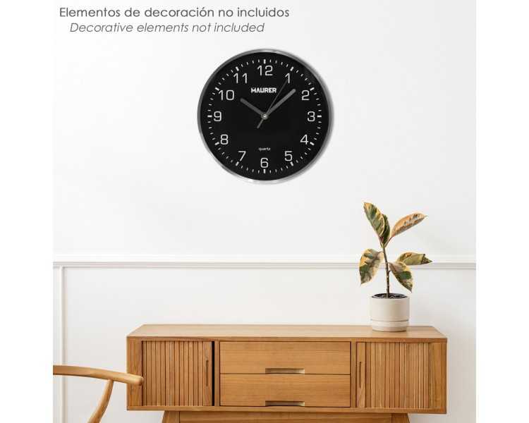 Reloj De Pared Ø 25 Cm Negro