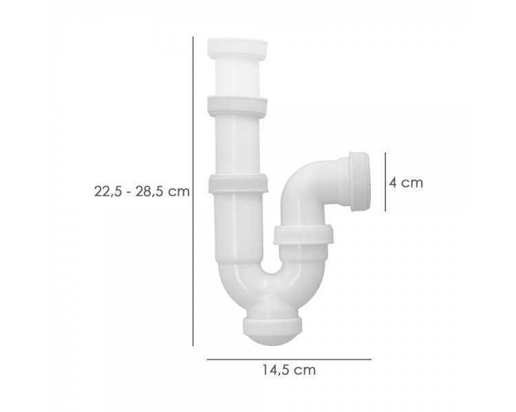 Sifon Curvo ExtensibleTuerca Loca  1 1/2" Ø 40 Mm