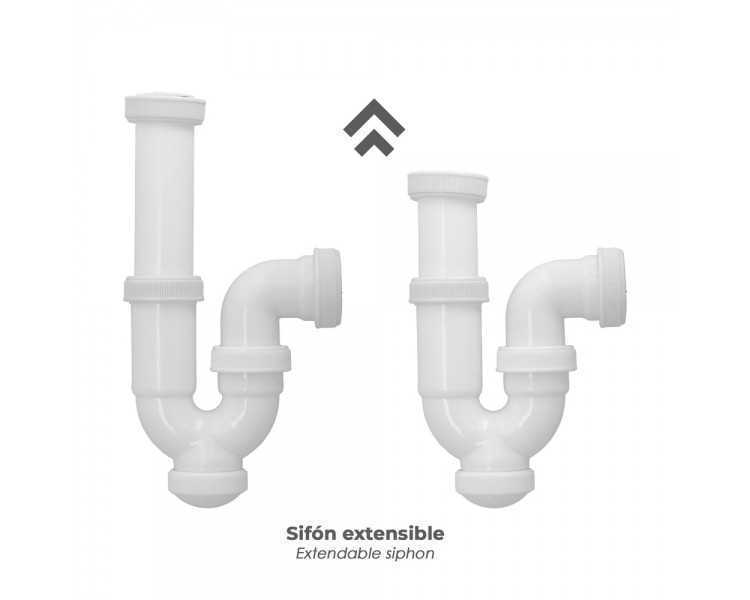 Sifon Curvo ExtensibleTuerca Loca  1 1/2" Ø 40 Mm