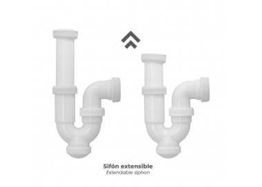 Sifon Curvo ExtensibleTuerca Loca  1 1/2" Ø 40 Mm