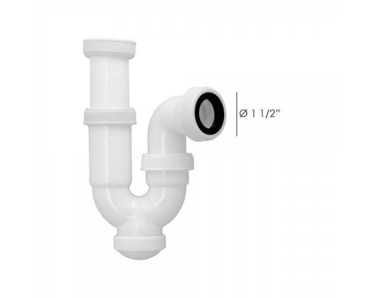 Sifon Curvo ExtensibleTuerca Loca  1 1/2" Ø 40 Mm