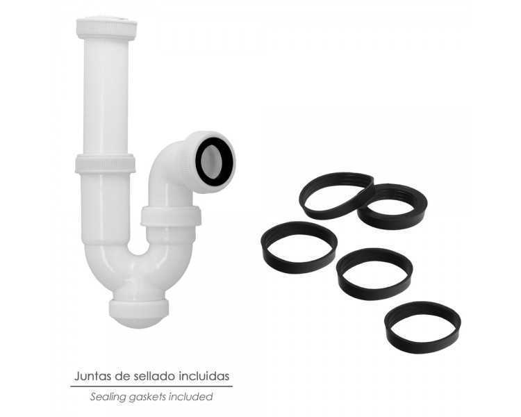 Sifon Curvo ExtensibleTuerca Loca  1 1/2" Ø 40 Mm