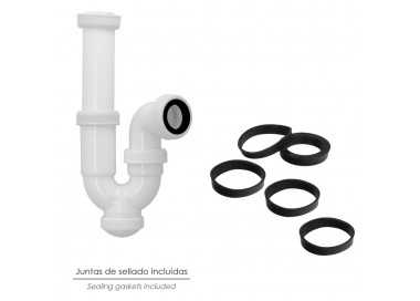 Sifon Curvo ExtensibleTuerca Loca  1 1/2" Ø 40 Mm