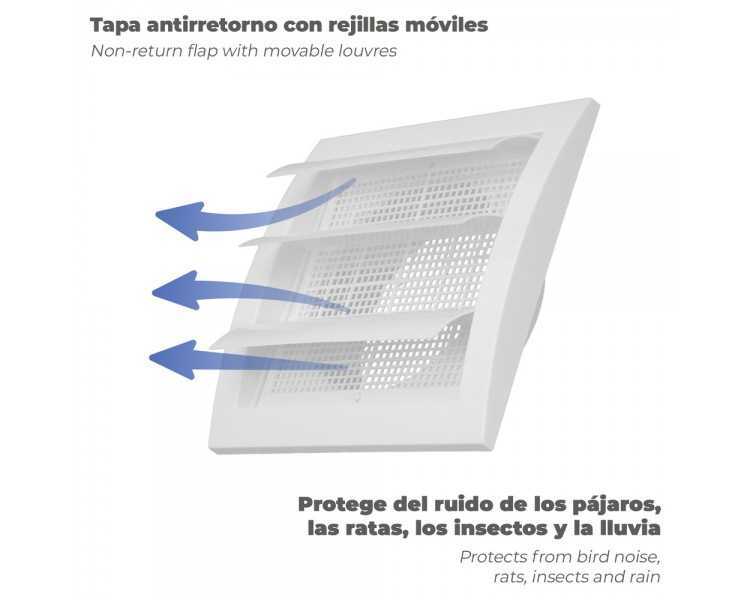Rejilla De Plastico Con Malla Posterior Y Lamas Movibles 15x15 cm