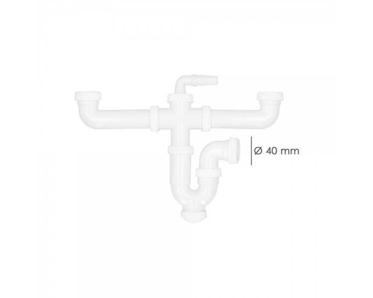 Sifon Doble Con Doble Evacuacion 1 1/2" Ø 40mm