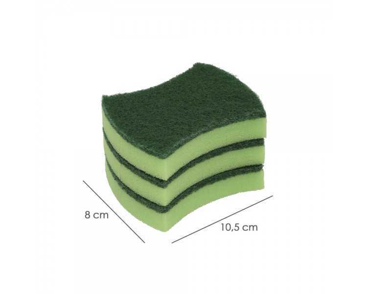 Estropajo Verde Con Esponja. Pack 3 Unidades.