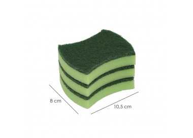 Estropajo Verde Con Esponja. Pack 3 Unidades.