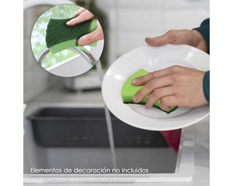 Estropajo Verde Con Esponja. Pack 3 Unidades.