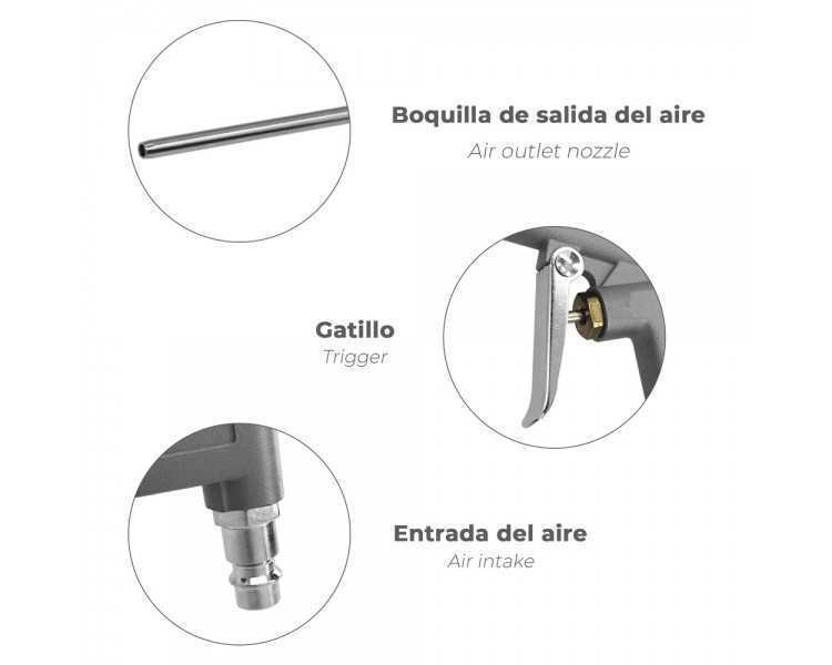Pistola Soplado Con Canula Adaptador Rapido