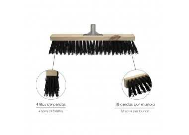 Cepillo Barrendero Industrial Fibra Gruesa Polipropileno. Soporte Madera 50 cm. Garra Aluminio. (Sin Mango)