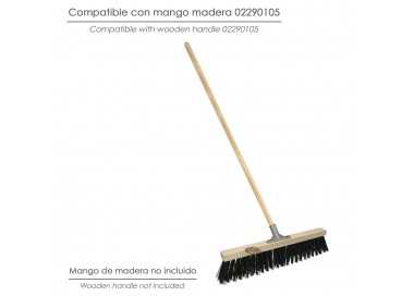 Cepillo Barrendero Industrial Fibra Gruesa Polipropileno. Soporte Madera 50 cm. Garra Aluminio. (Sin Mango)