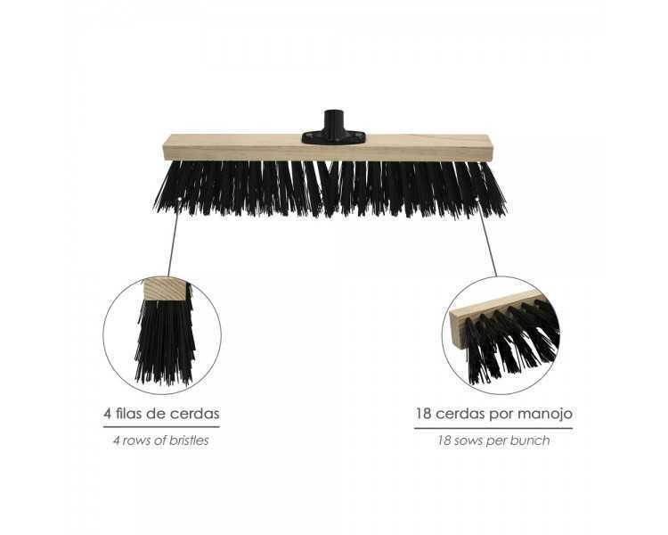 Cepillo Barrendero Industrial Fibra Gruesa Polipropileno. Soporte Madera 50 cm. Garra Plástico. (Sin Mango)