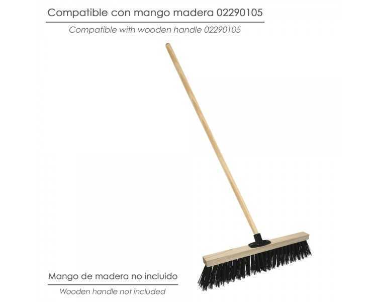 Cepillo Barrendero Industrial Fibra Gruesa Polipropileno. Soporte Madera 50 cm. Garra Plástico. (Sin Mango)