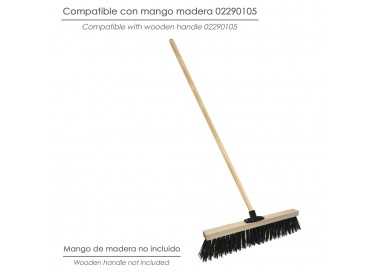 Cepillo Barrendero Industrial Fibra Gruesa Polipropileno. Soporte Madera 50 cm. Garra Plástico. (Sin Mango)