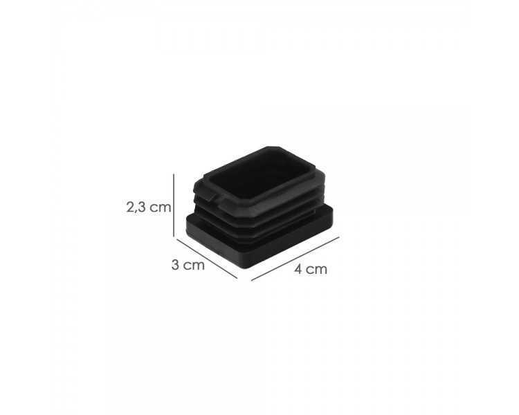 Contera Plástico Rectangular Interior. Color Negro 40x30 mm Bolsa 200 Unidades.