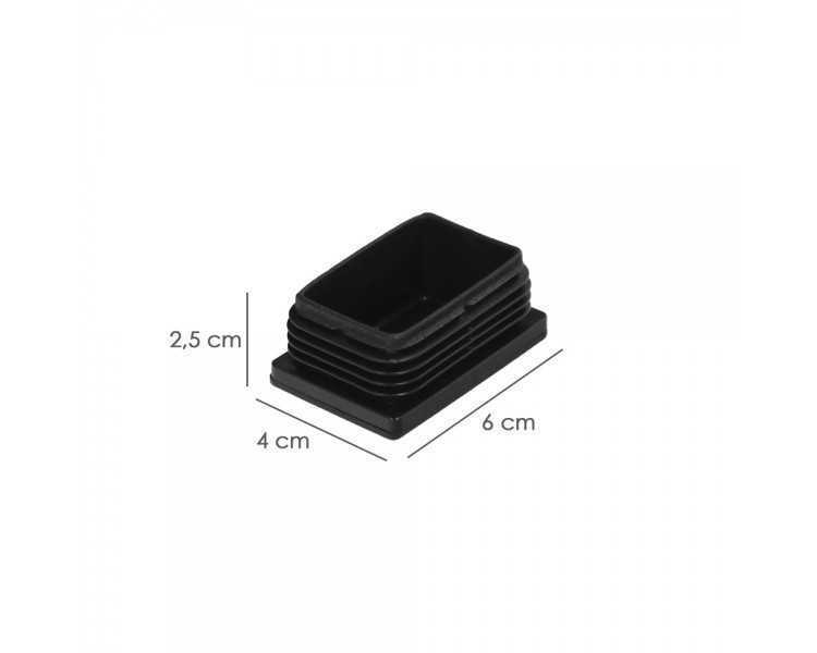 Contera Plástico Rectangular Interior. Color Negro 60x40 mm Bolsa 100 Unidades.