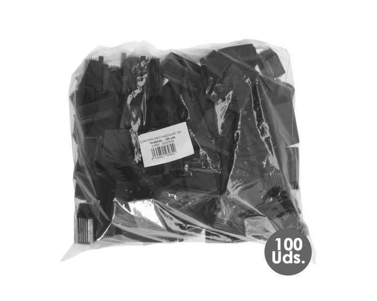 Contera Plástico Rectangular Interior. Color Negro 60x40 mm Bolsa 100 Unidades.