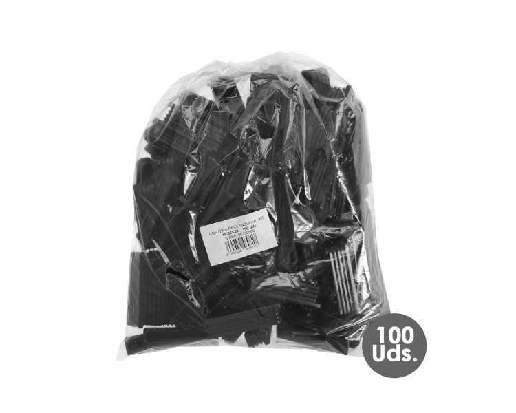 Contera Plástico Rectangular Interior. Color Negro 80x20 mm Bolsa 100 Unidades.