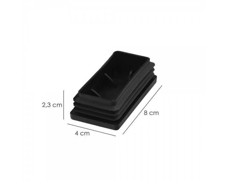 Contera Plástico Rectangular Interior. Color Negro 80x40 mm Bolsa 100 Unidades.