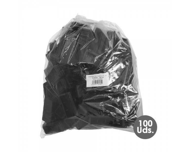 Contera Plástico Rectangular Interior. Color Negro 80x40 mm Bolsa 100 Unidades.