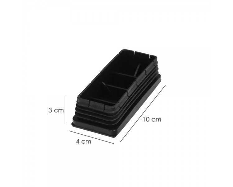 Contera Plástico Rectangular Interior. Color Negro 100x40 mm Bolsa 25 Unidades.