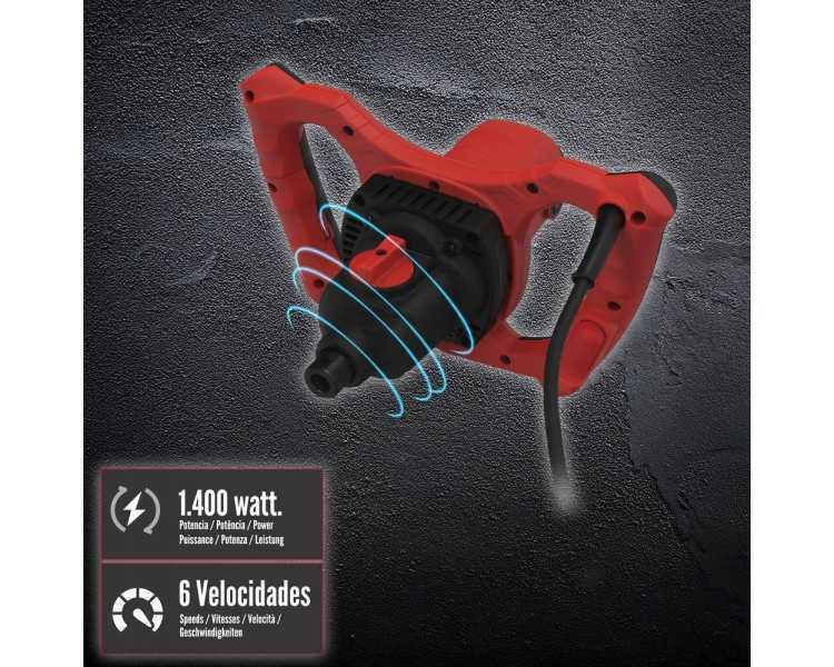 Mezclador Eléctrico 1400 Watt 6 Velocidades Con Variador de Potencia