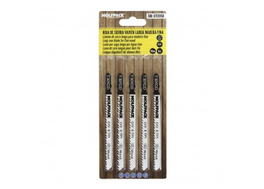 Hojas Larga Sierra Calar Para Madera Corte Medio 5 Piezas. Hoja Cromo Vanadio 58. Vastago T Universal